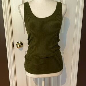 New York & Co. XS Long Green Ribbed Tank Top